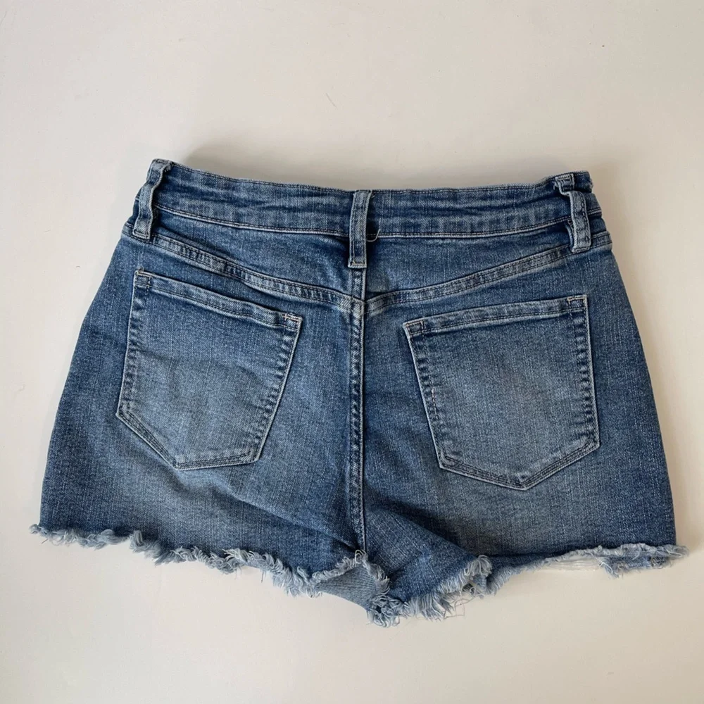 Button Fly Distressed Denim Shorts YMI Dream Denim 5/27